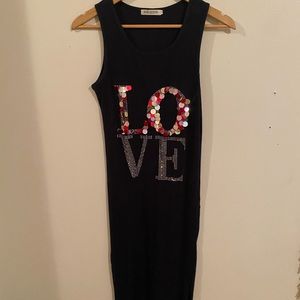 Unique Bleu dress with relief love